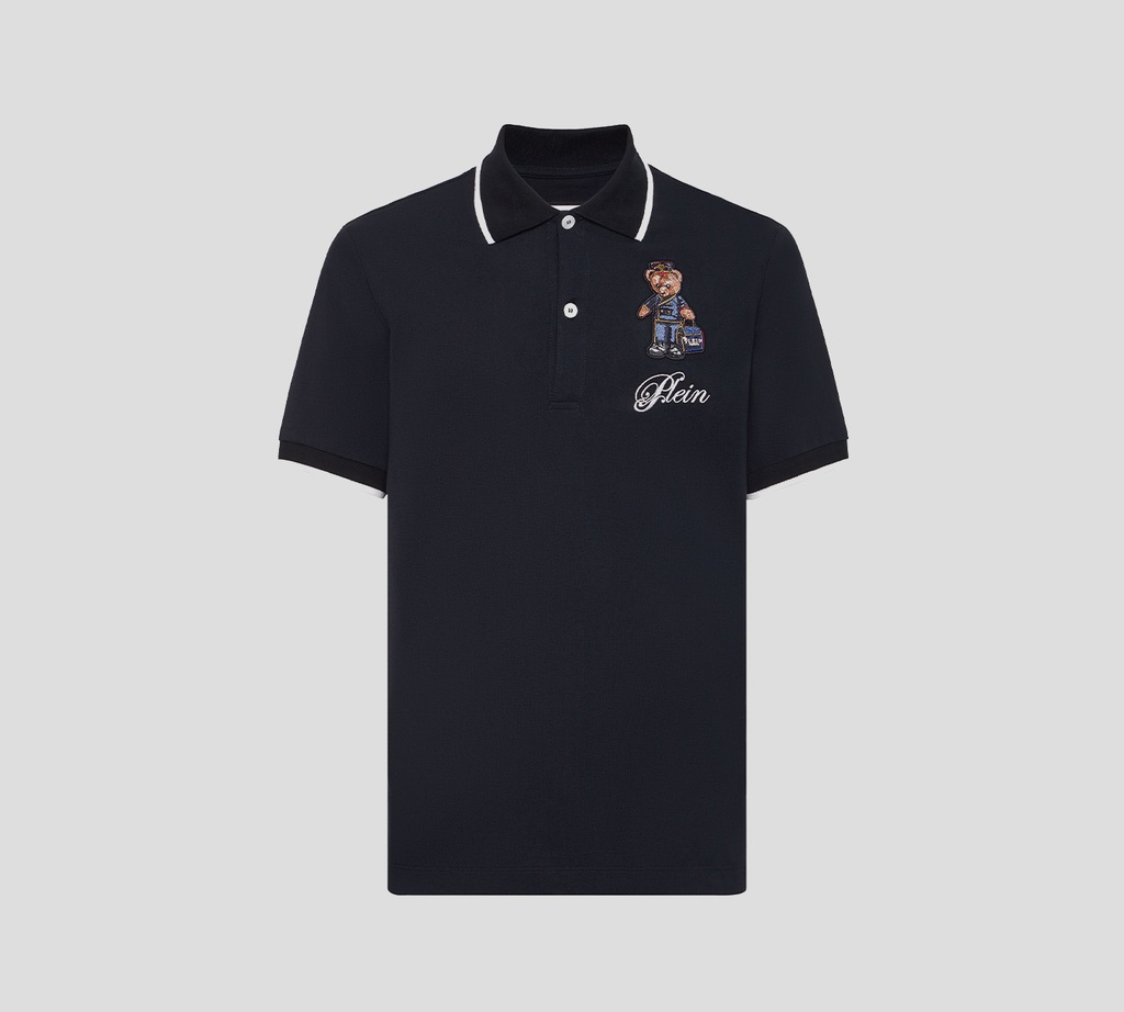 Philipp Plein - POLO AZUL OSCURO CON OSITO DE PELUCHE