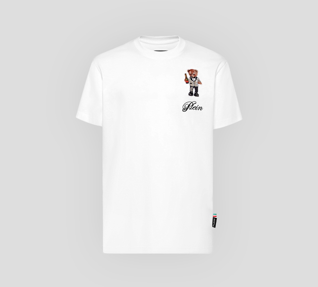 Philipp Plein - FRANELA BLANCA DE ALGODÓN GRUESO CON OSITO DE PELUCHE