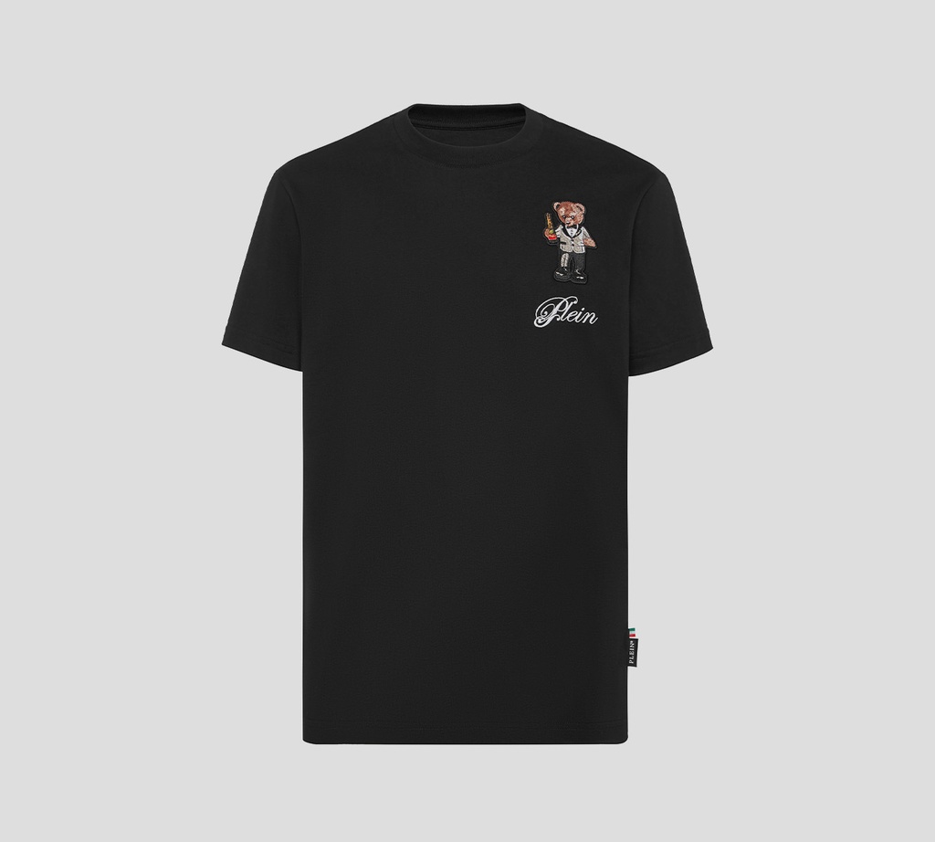 Philipp Plein - FRANELA NEGRA DE ALGODÓN GRUESO CON OSITO DE PELUCHE