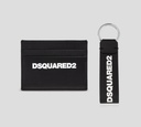 Dsquared2 - SET DE TARJETERO NEGRO Y LLAVERO EN CUERO CON LOGO EN RELIEVE