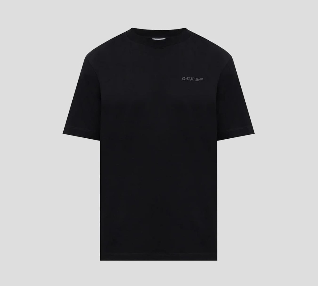 Off White - FRANELA NEGRA CUELLO REDONDO CON LOGO BORDADO SOBRE EL PECHO