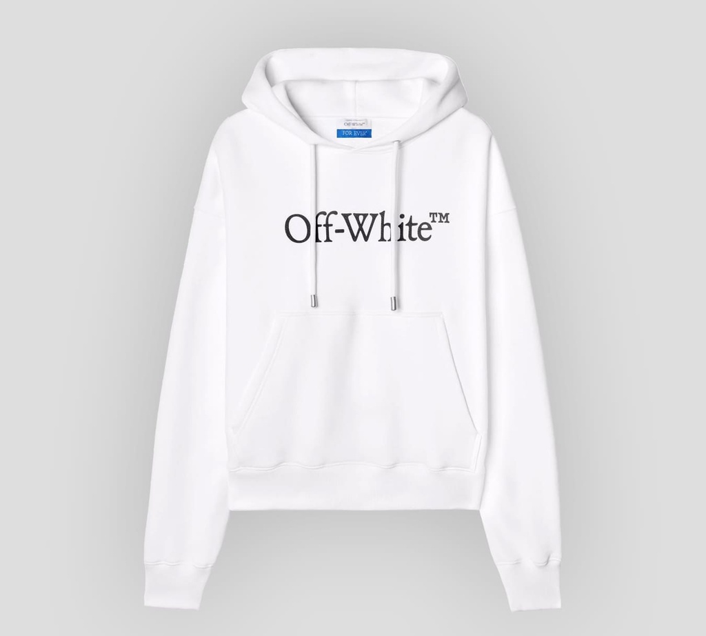 Off White - SWEATER HOODIE BLANCO CON LOGO ESTAMPADO Y BOLSILLO FRONTAL