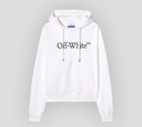Off White - SWEATER HOODIE BLANCO CON LOGO ESTAMPADO Y BOLSILLO FRONTAL