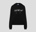 Off White - SWEATER HOODIE NEGRO CON LOGO ESTAMPADO Y BOLSILLO FRONTAL