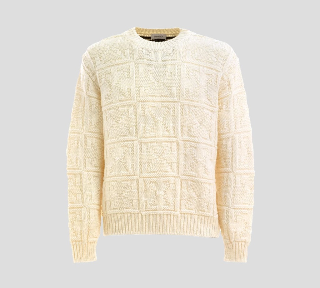 Off White - SWEATER DE PUNTO TEJIDO CUELLO REDONDO