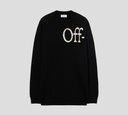 Off White - SWEATER CUELLO REDONDO NEGRO TEJIDO CON LOGO EN BLANCO