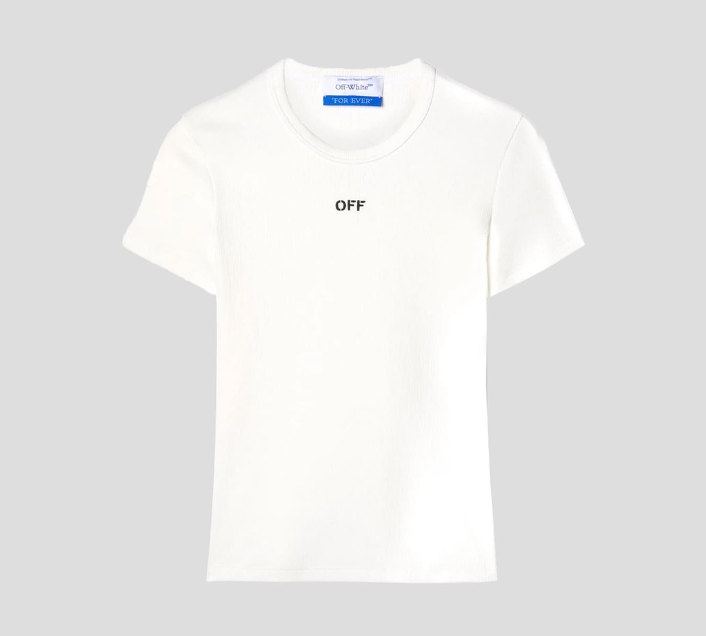 Off White - FRANELA BLANCA CUELLO REDONDO CON LOGO BORDADO EN EL PECHO