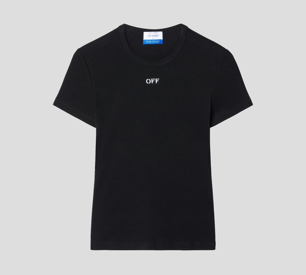 Off White - FRANELA NEGRA CUELLO REDONDO CON LOGO BORDADO EN EL PECHO