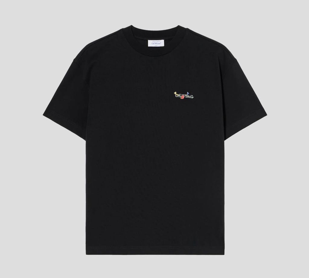 Off White - FRANELA CUELLO REDONDO NEGRA CON ESTAMPADO FLORAL EN LA ESPALDA