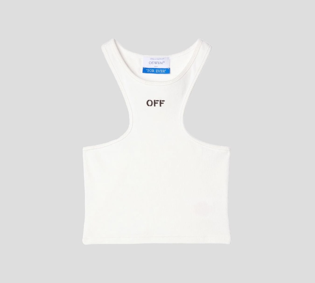 Off White - TOP BLANCO CON CORTE DE FRANELILLA Y LOGO ESTAMPADO EN EL PECHO