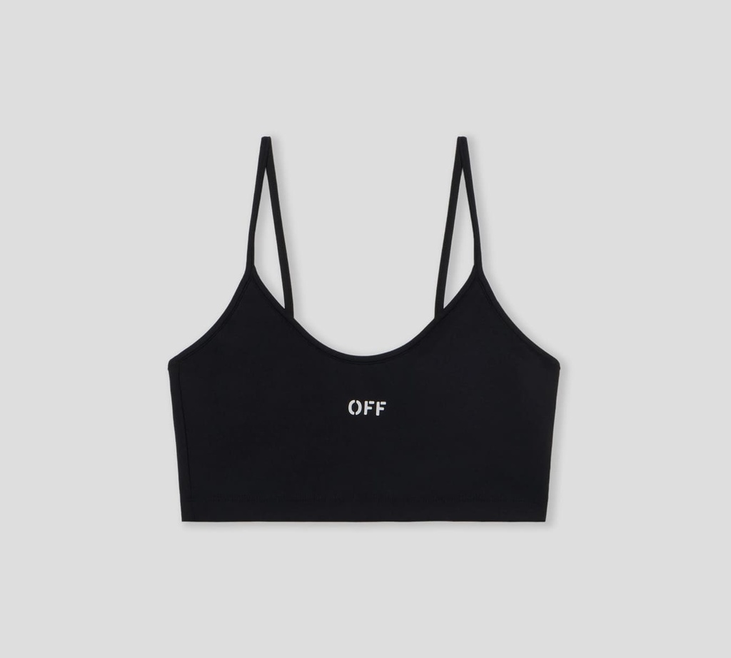 Off White - TOP NEGRO DE TIRAS CON LOGO FRONTAL ESTAMPADO