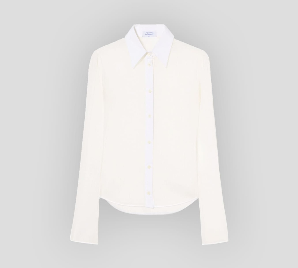 Off White - BLUSA SEMITRANSPARENTE ACANALADA BLANCA