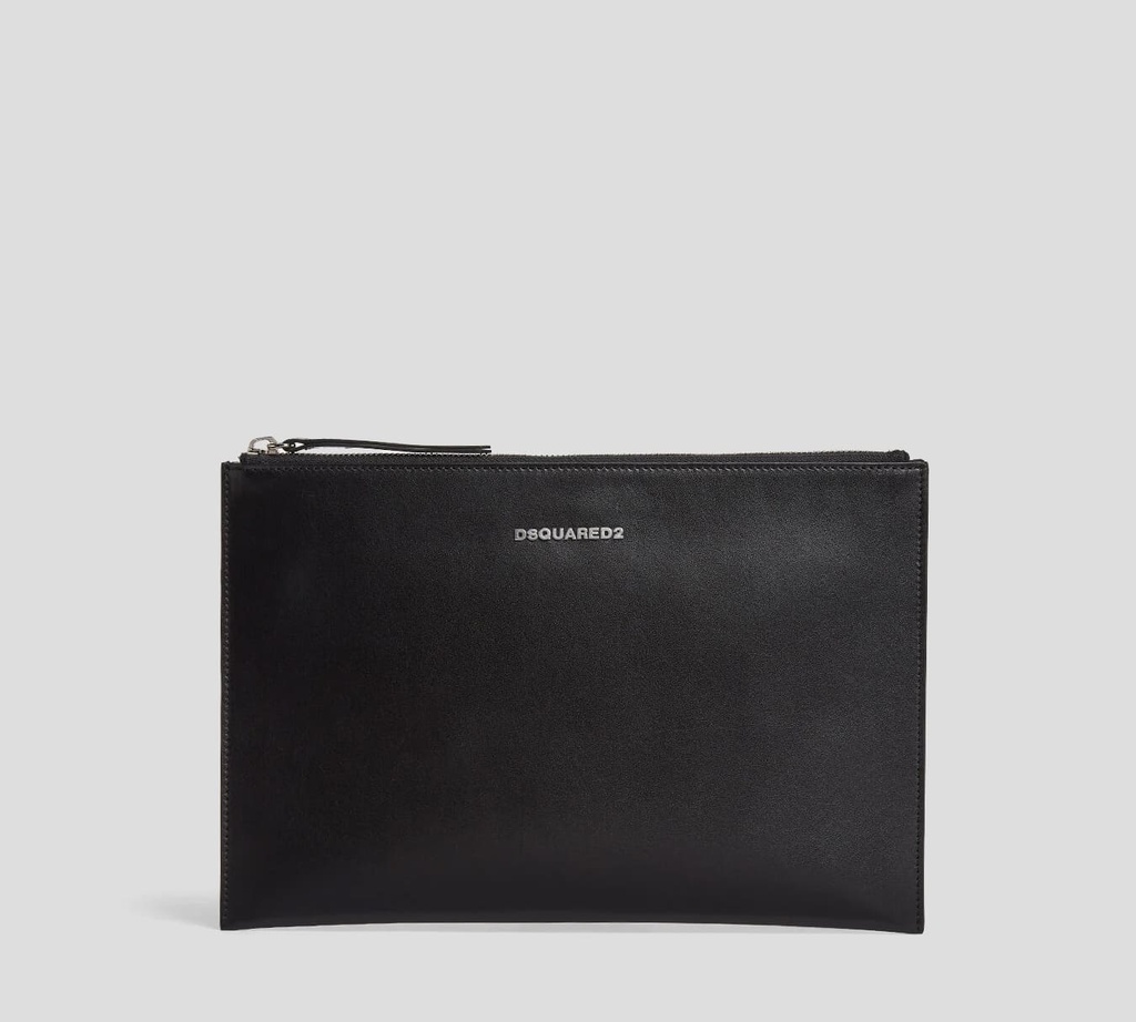 Dsquared2 - CARTERA SOBRE NEGRA EN CUERO DE UN SOLO COMPARTIMIENTO 