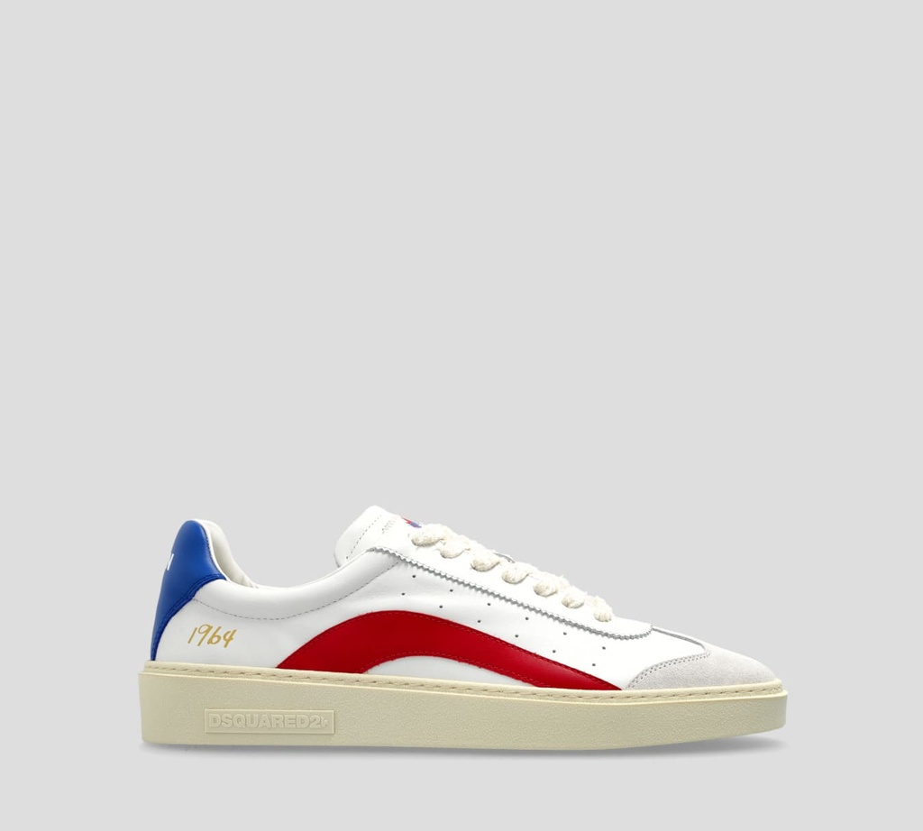 Dsquared2 - SNEAKERS BLANCOS RETRO EN CUERO 1964 CON DETALLE EN GAMUZA