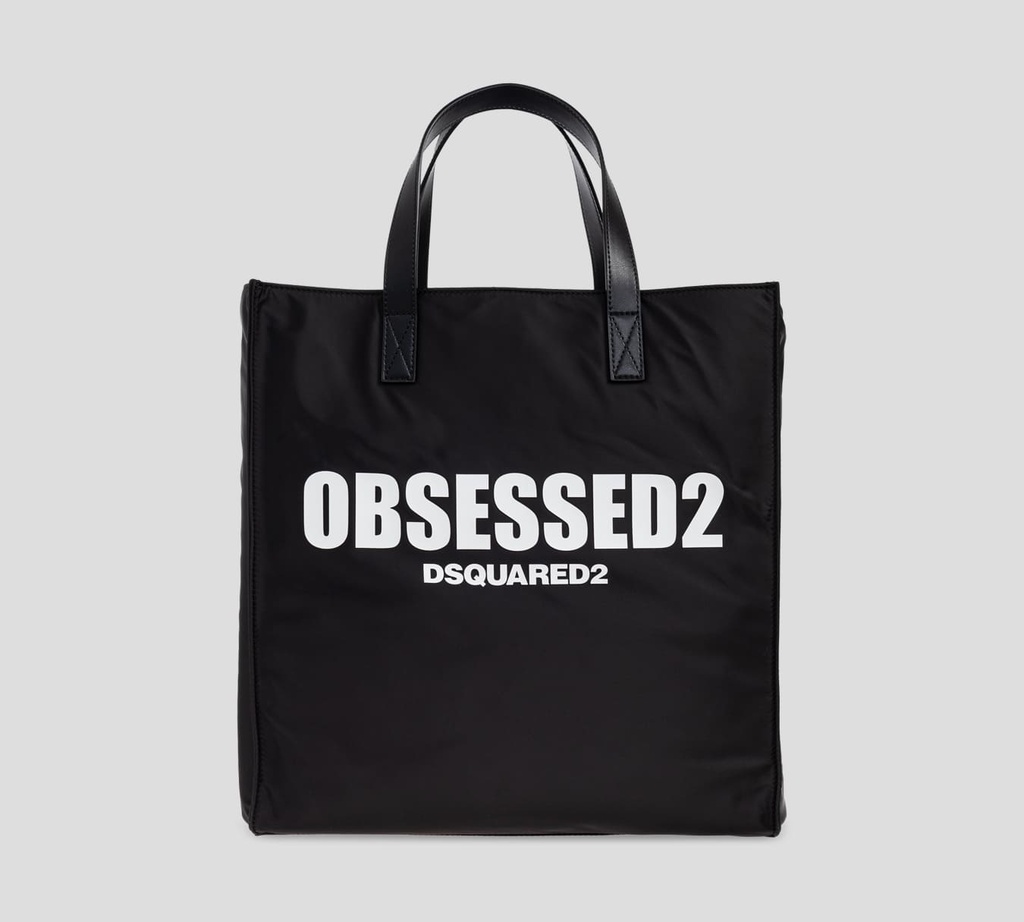 Dsquared2 - SHOPPING BAG NEGRA REFLECTIVA CON LOGO FRONTAL