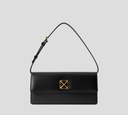 Off White - CARTERA DE MANO NEGRA EN CUERO CON HEBILLA DE MARCA METALICA