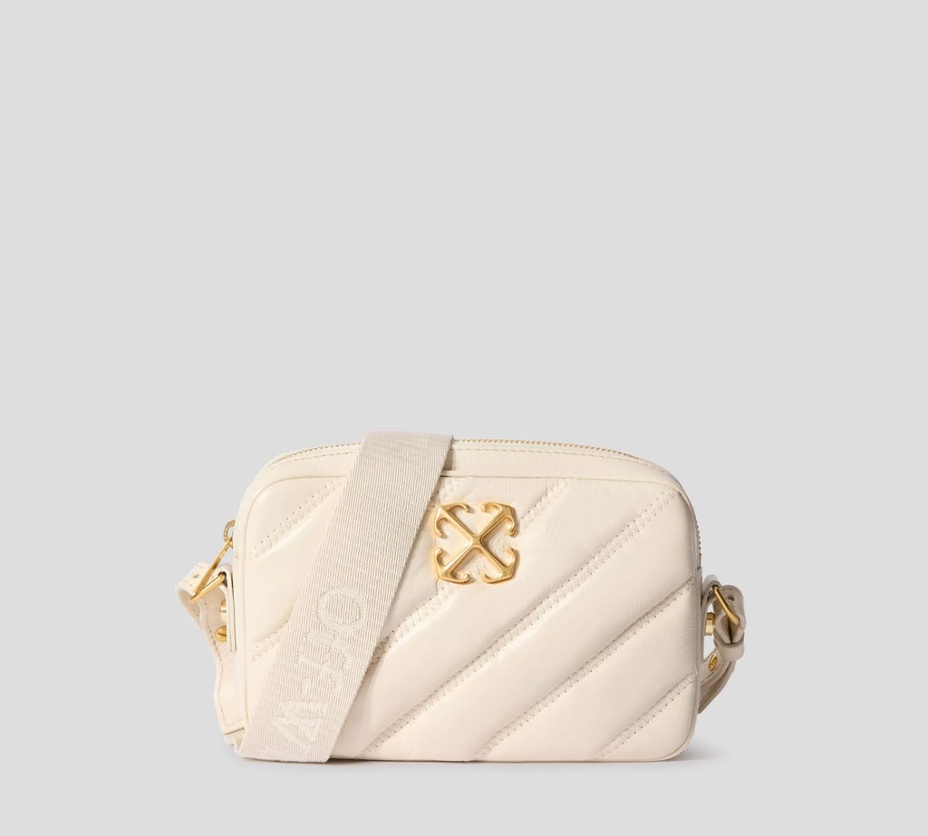 Off White - BANDOLERO BEIGE DE UN SOLO COMPARTIMIENTO CON HEBILLA DE MARCA METALICA