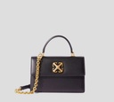 Off White - CARTERA DE MANO NEGRA CON BROCHE DE MARCA METALICO Y CADENA LARGA