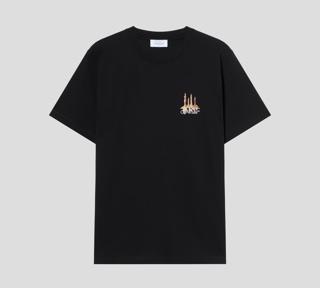 Off White - FRANELA NEGRA CUELLO REDONDO CON ESTAMPADO DE AGUILA Y LEON EN LA ESPALDA