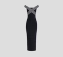 Elisabetta Franchi - VESTIDO NEGRO AJUSTADO SIN MANGAS Y FRANJAS EN LA PARTE SUPERIOR
