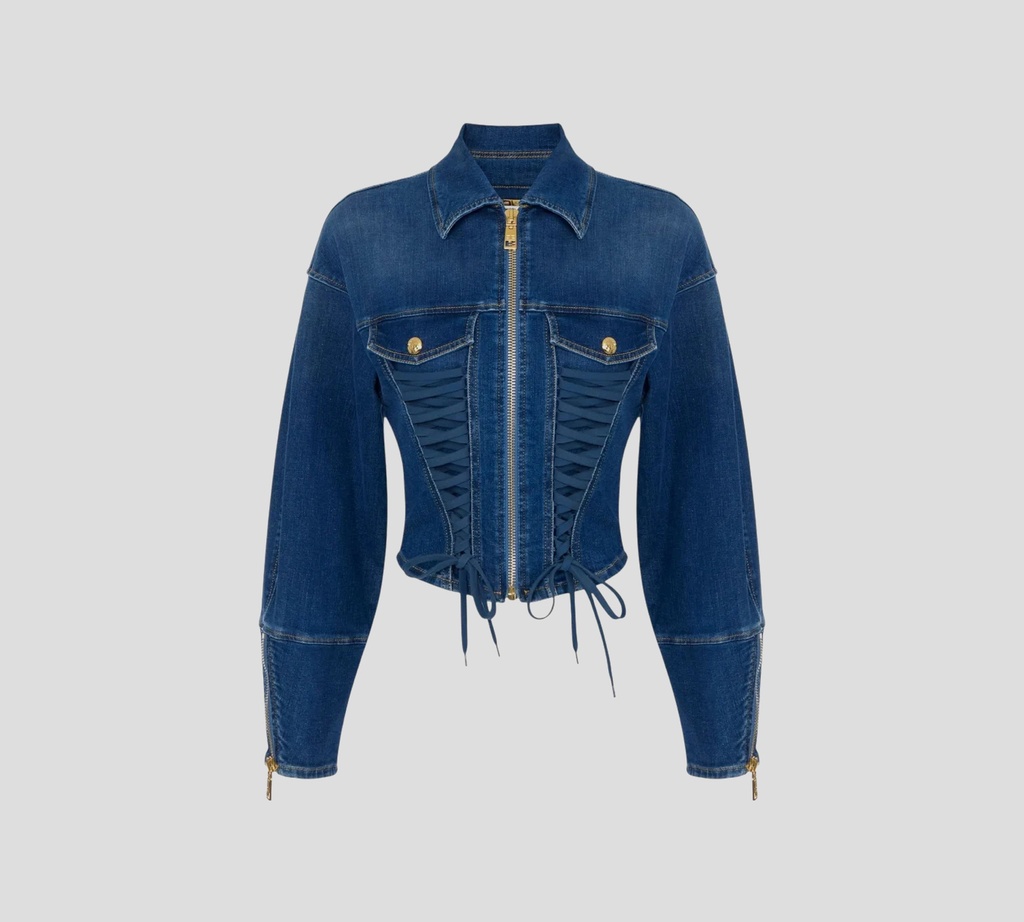 Elisabetta Franchi - CHAQUETA DE JEAN CON DETALLES DORADOS
