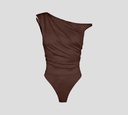 Elisabetta Franchi - BODY MARRON OSCURO CON MEDIA LUNA DORADA