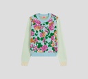 Kenzo - SWEATER AZUL CON BORDADOS EN FUCSIA, NARANJA Y VERDE