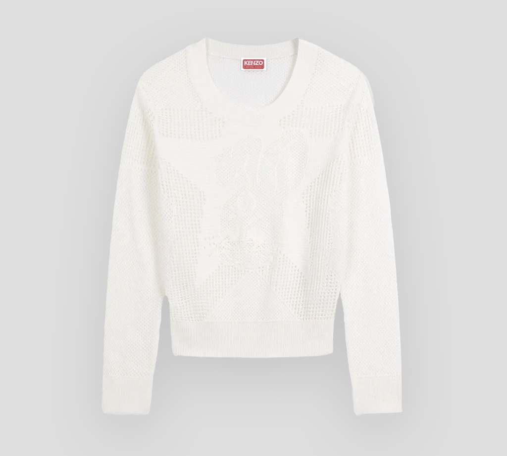 Kenzo - SWEATER BLANCO TEJIDO EN PUNTO DE MALLA