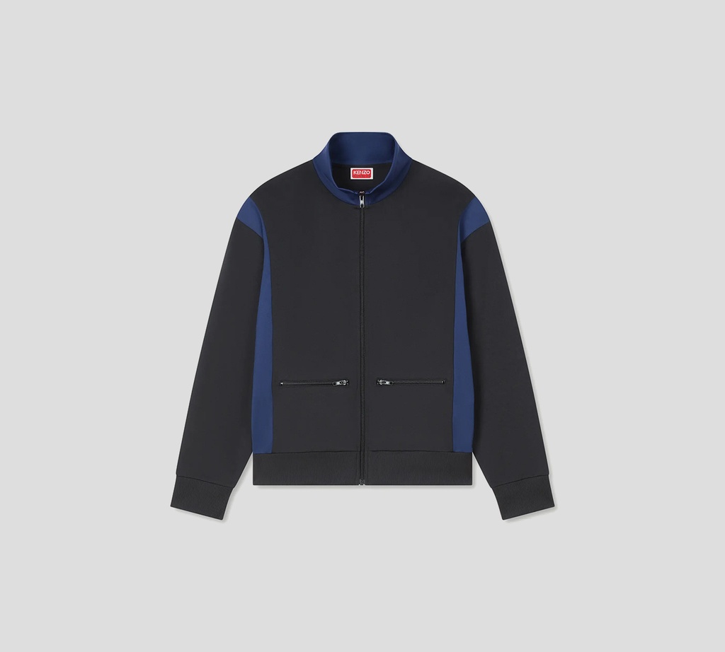 Kenzo - CHAQUETA NEGRA CON AZUL Y CUELLO ALTO