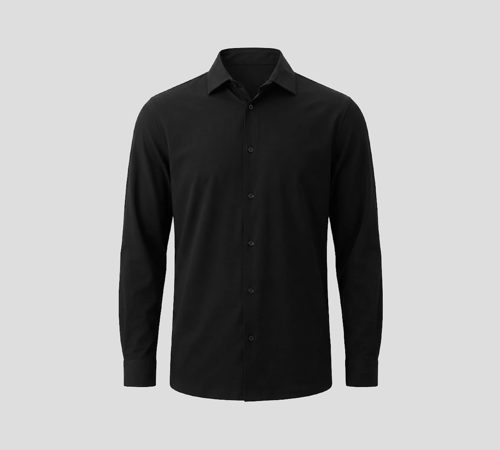 Herno - CAMISA NEGRA MANGA LARGA CORTE CLÁSICO