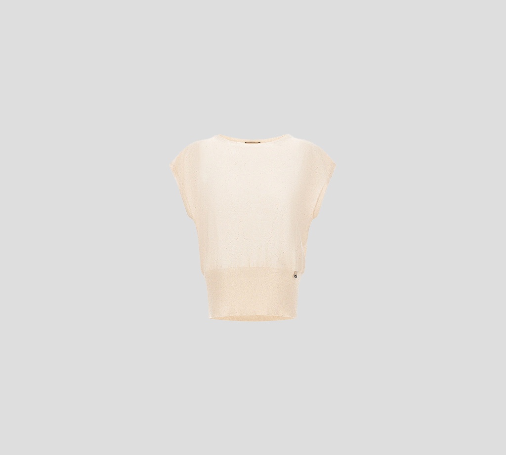 Herno - BLUSA MARRON CLARO CON DETALLES DORADOS SIN MANGAS