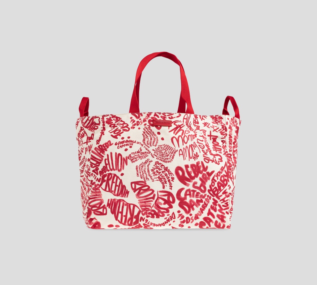 Dsquared2 - CARTERA GRANDE BLANCA CON LETRAS Y CORRERAS ROJAS