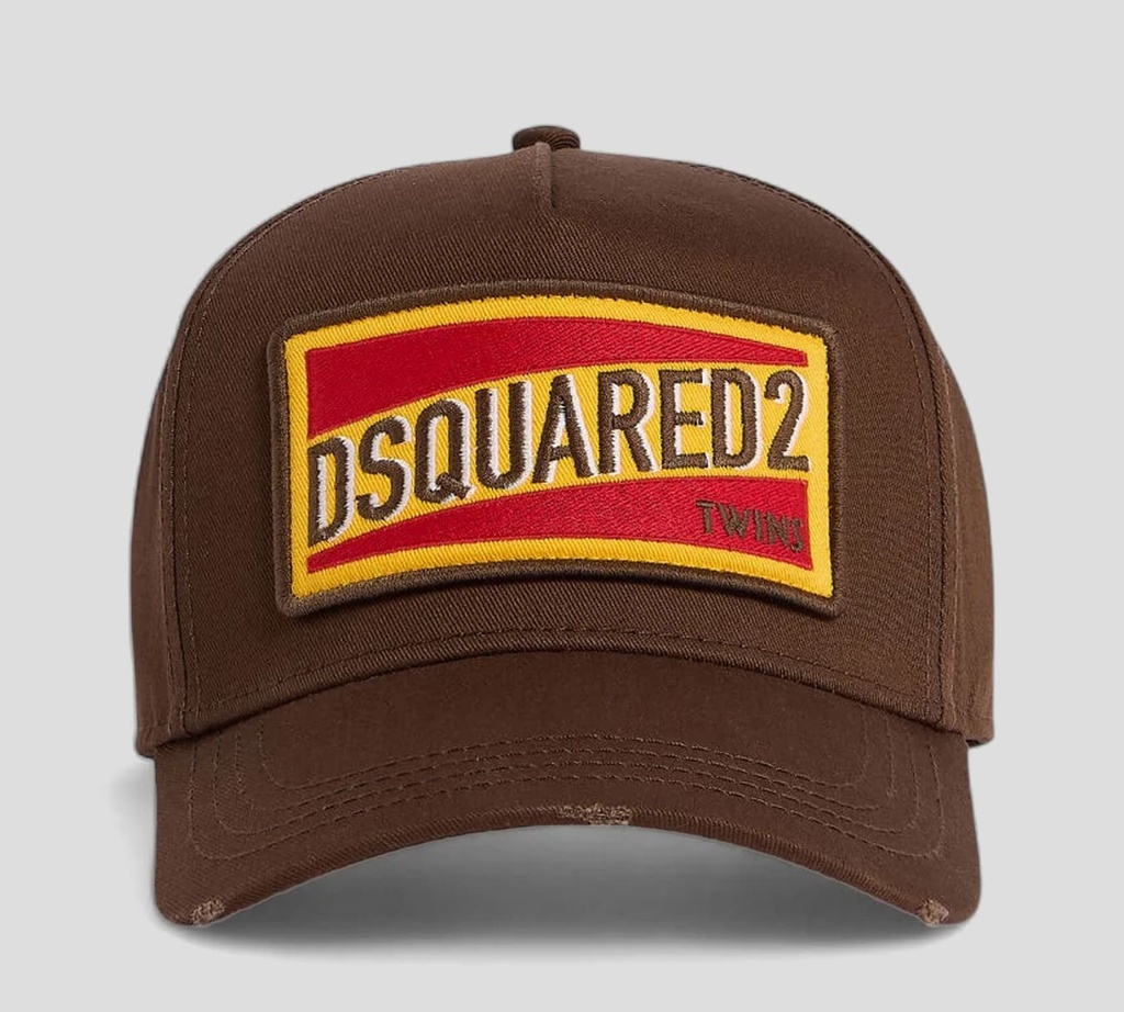 Dsquared2 - GORRA MARRON CON BORDADO AMARILLO Y ROJO