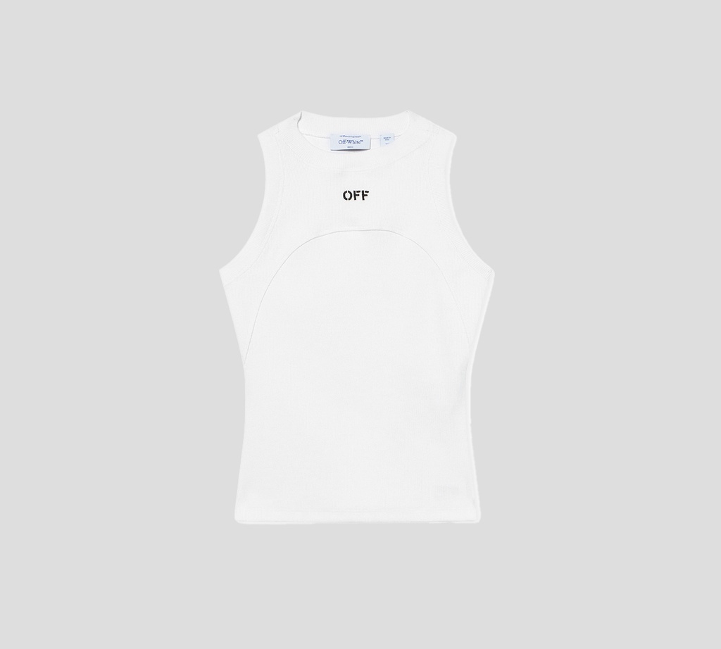 Off White - FRANELA SIN MANGAS BLANCA ACANALADA