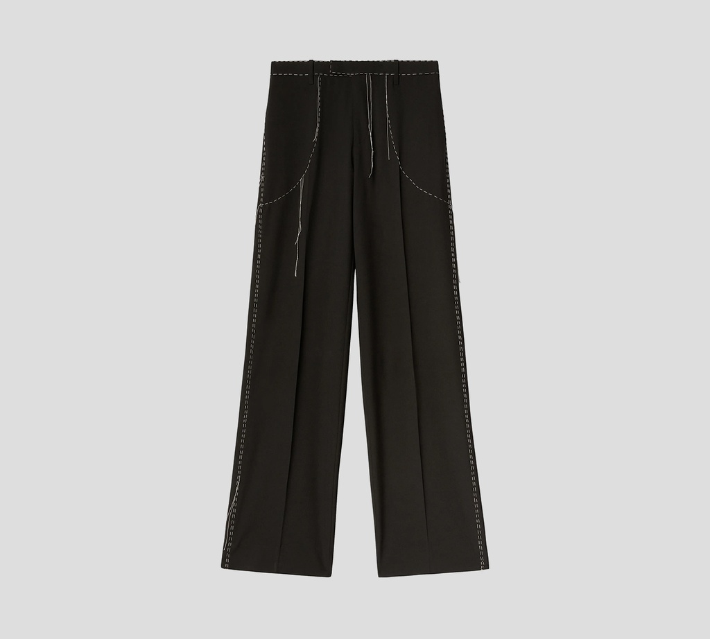 Off White - PANTALON NEGRO DE VESTIR Y COSTURA BLANCA