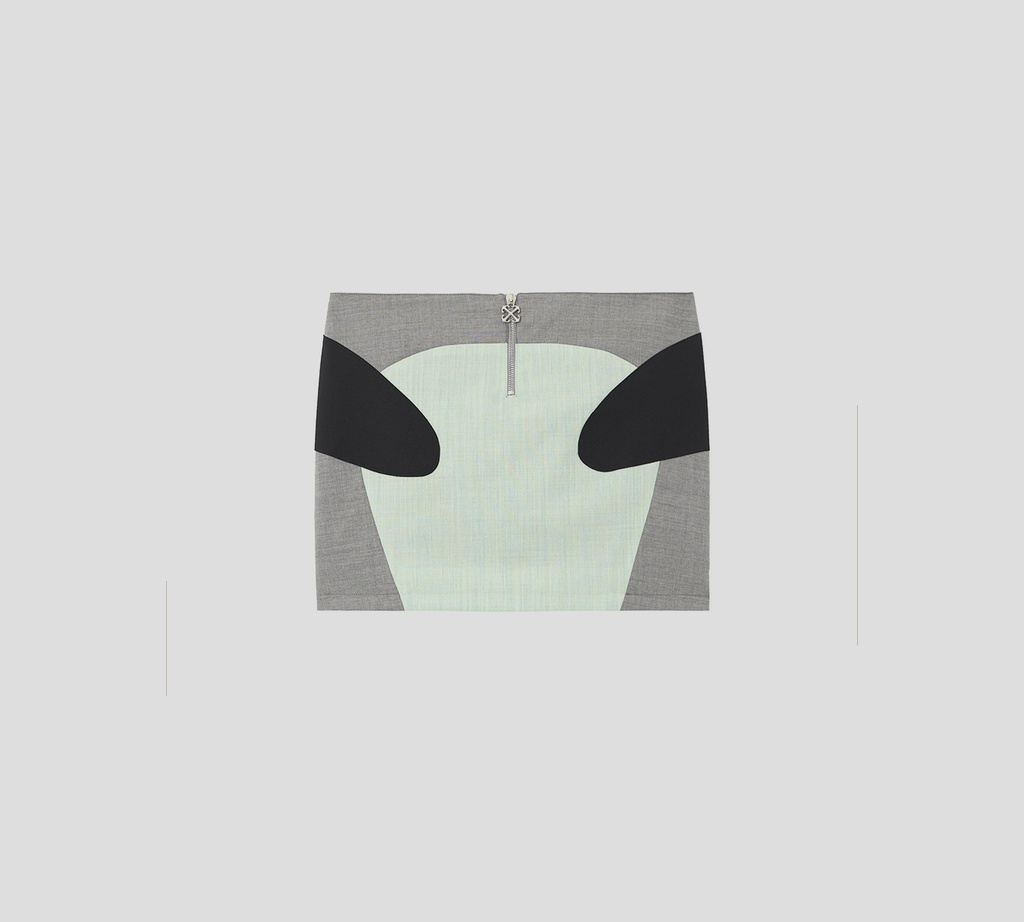 Off White - FALDA ELSTICA CON BLOQUES DE COLOR GRIS NEGRO Y VERDE