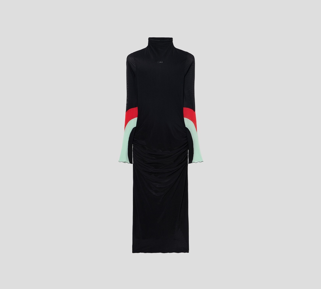 Off White - VESTIDO NEGRO CON MANGAS DE COLOR Y CUELLO ALTO