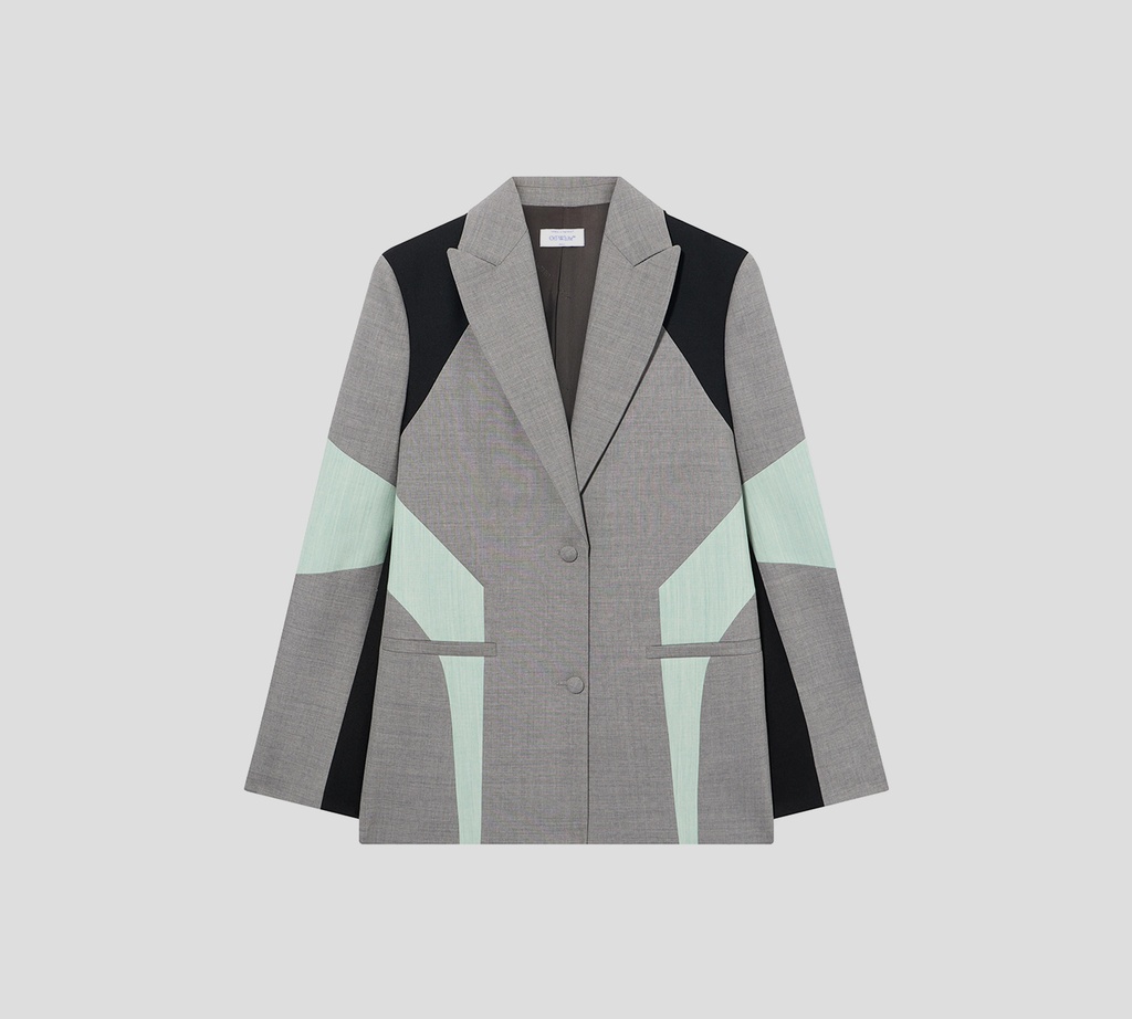 Off White - BLAZER CON BLOQUES DE COLOR GRIS NEGRO Y VERDE