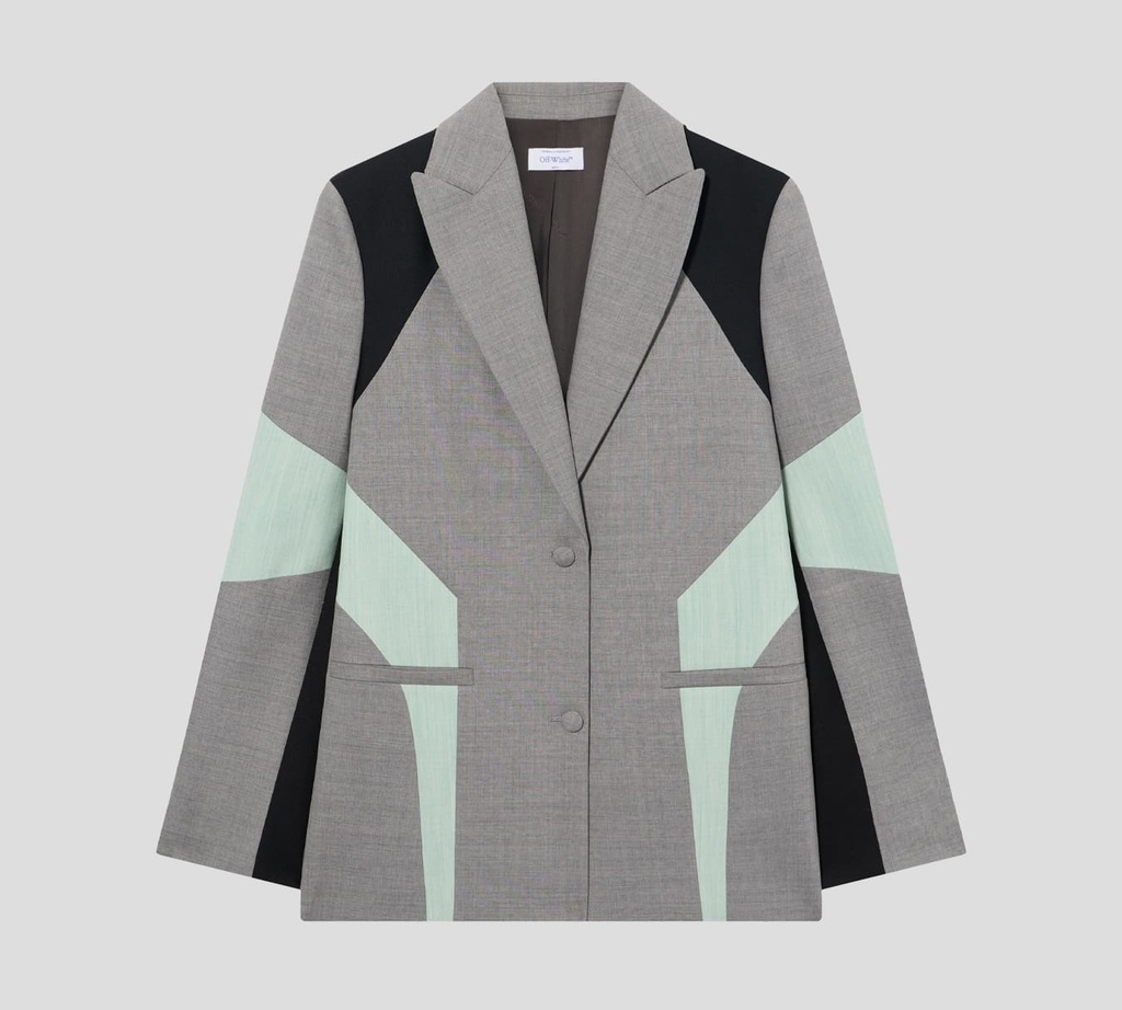 Off White - BLAZER CON BLOQUES DE COLOR GRIS NEGRO Y VERDE