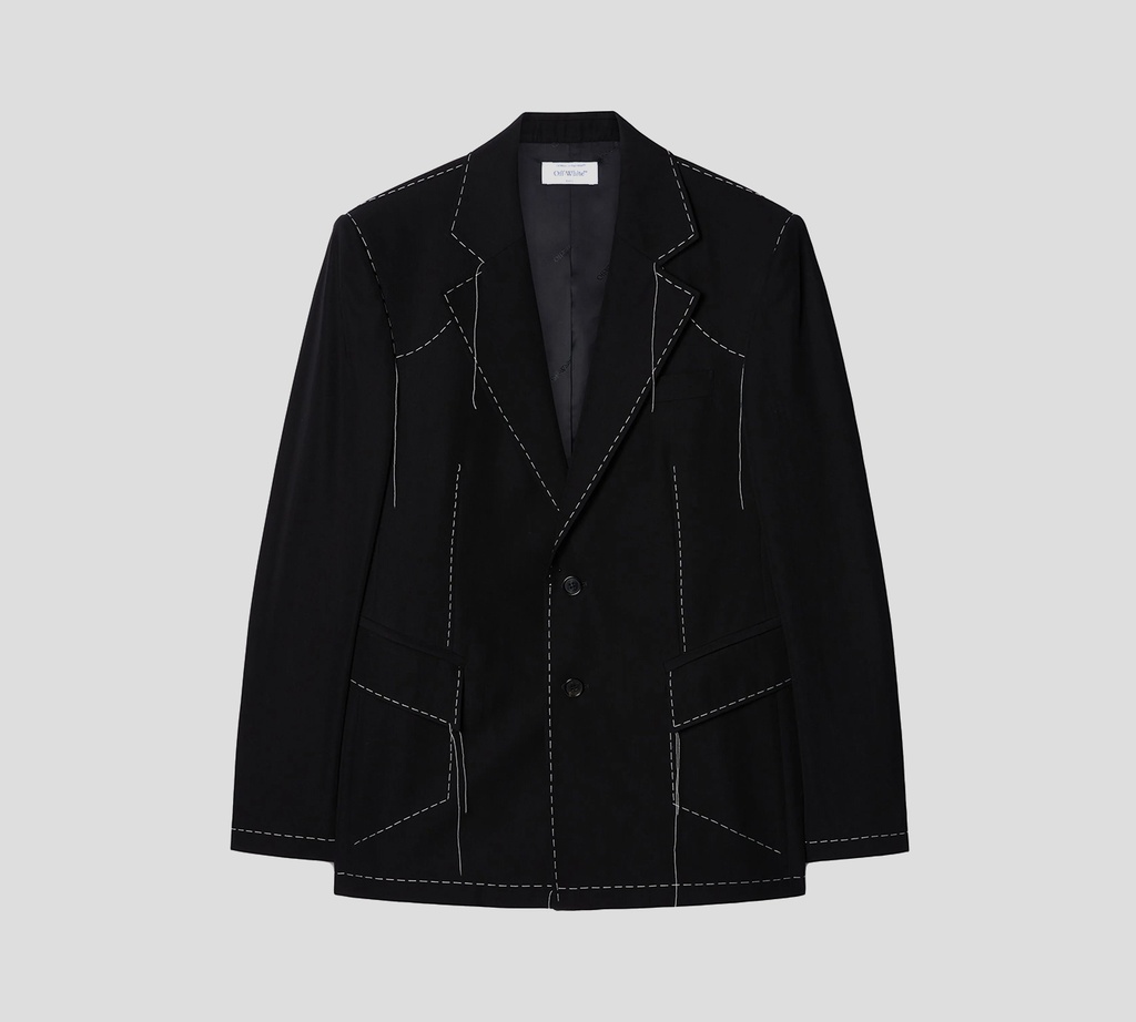Off White - BLAZER NEGRO CON COSTURA BLANCA