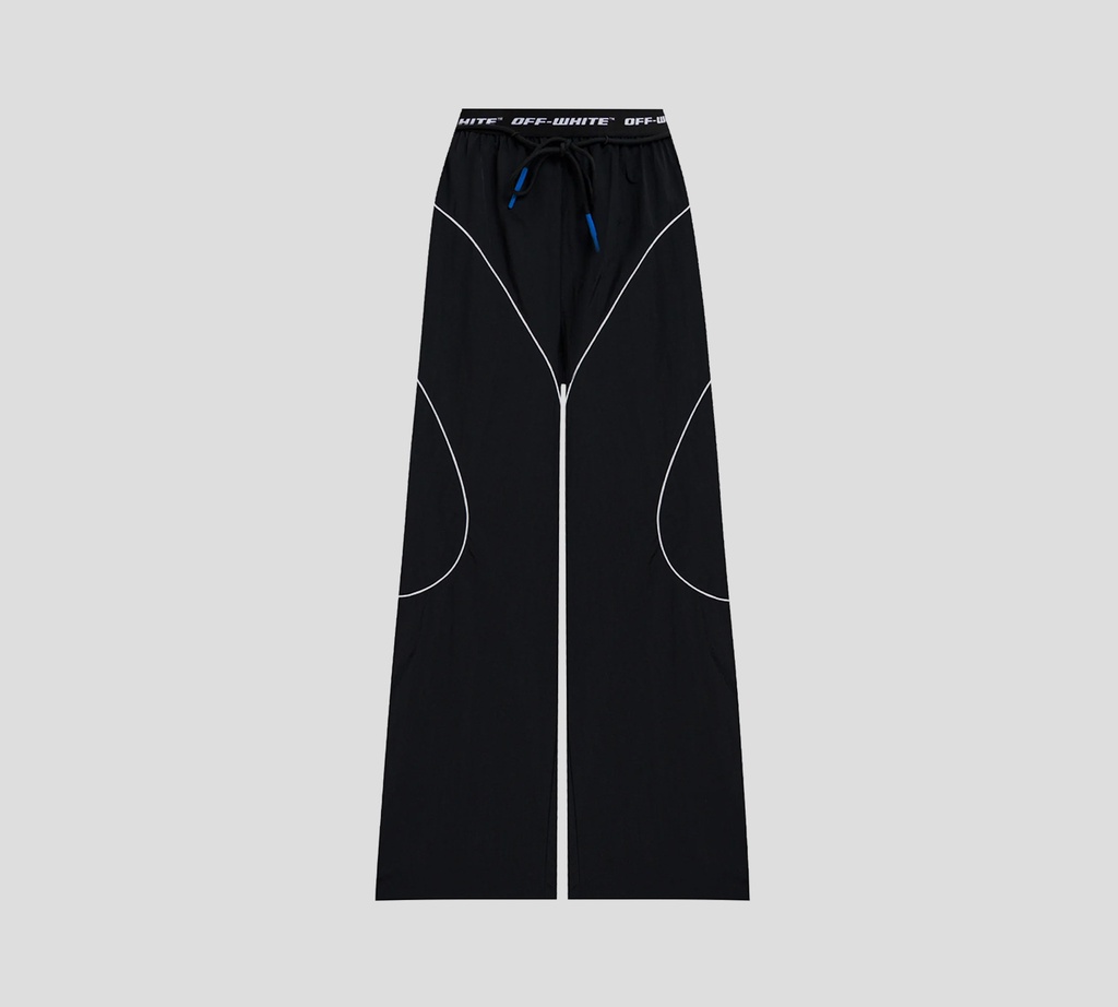 Off White - PANTALON DEPORTIVO NEGRO ANCHO CON FRANJA BLANCA