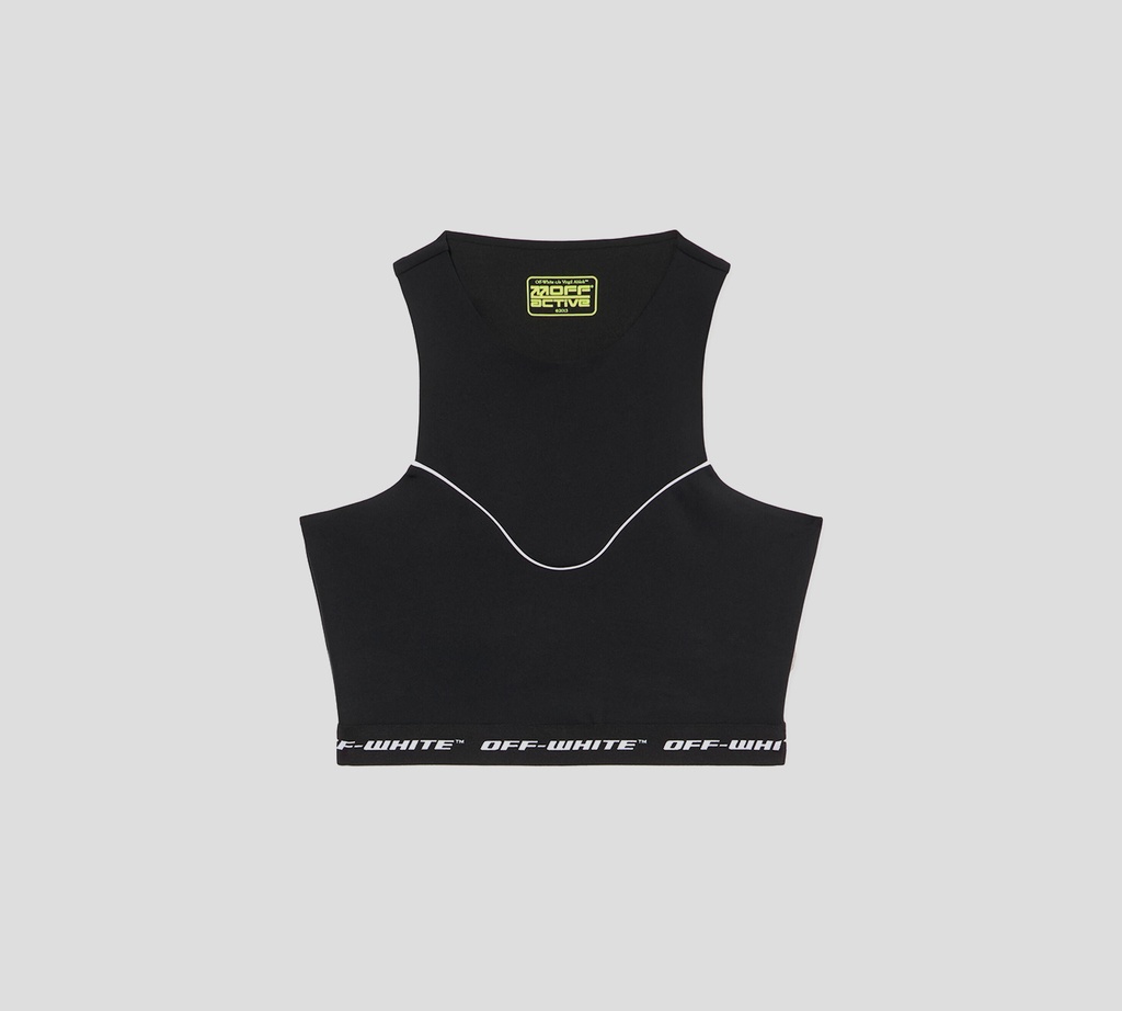 Off White - TOP CORTO NEGRO CON BANDA ELASTICA