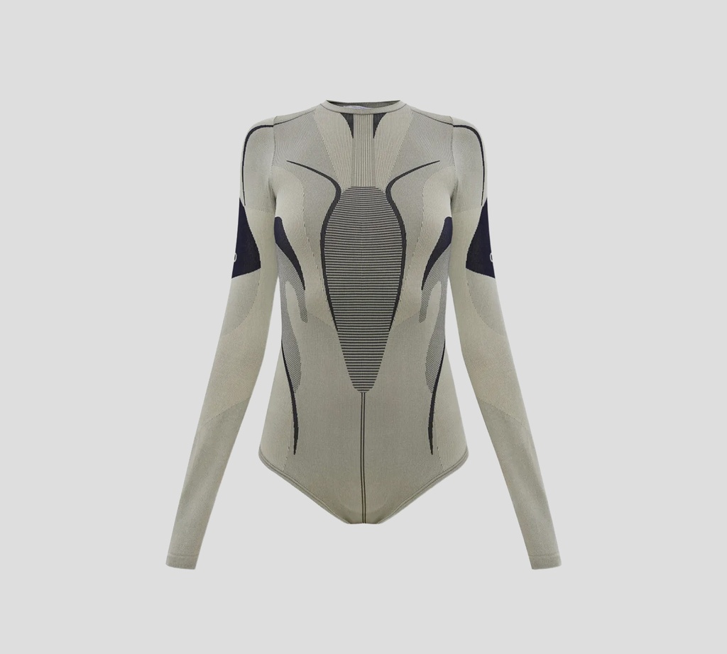 Off White - BODY GRIS CON AZUL MANGA LARGA