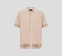 Brioni - CAMISA MARRON CLARO DE PUNTO Y RAYAS
