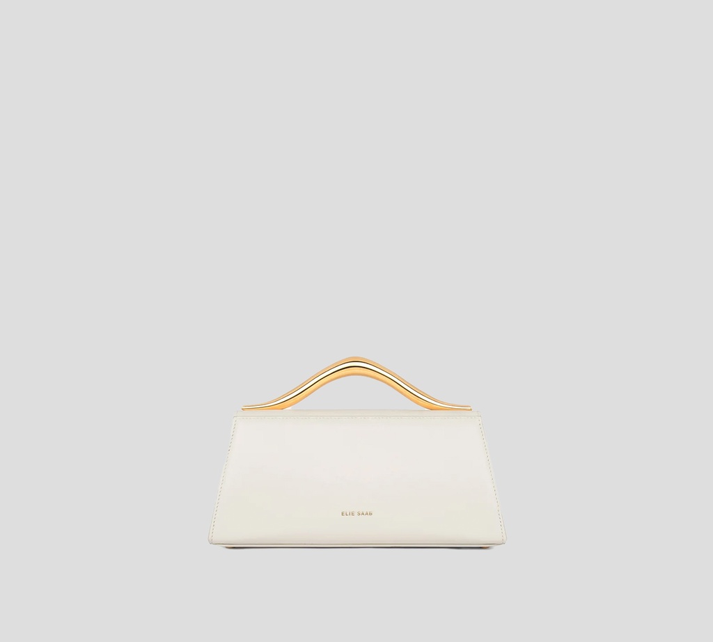 Elie Saab - CARTERA PETIT WAVE DE PIEL CON PARTE SUPERIOR METÁLICA DORADA