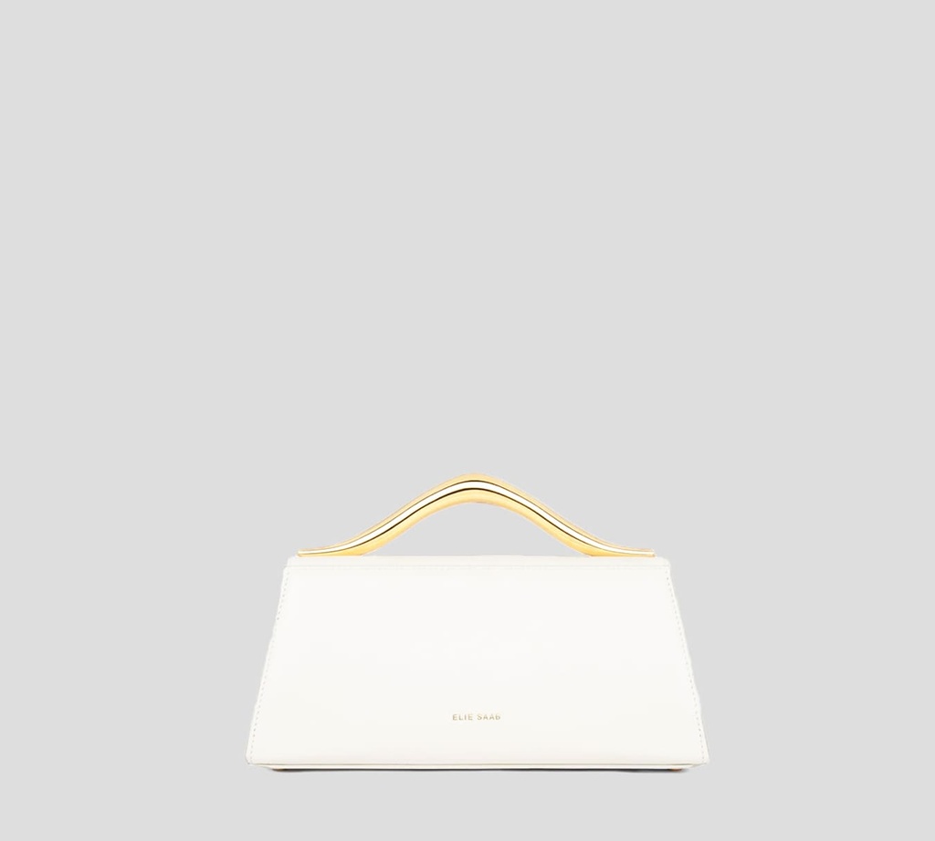 Elie Saab - CARTERA PETIT WAVE DE PIEL CON PARTE SUPERIOR METÁLICA DORADA