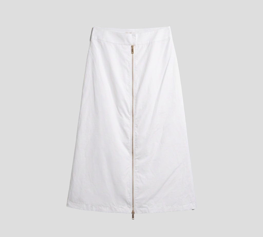 Elie Saab - FALDA MIDI DE ALGODÓN CON PLIEGUES LATERALES, COLOR BLANCO