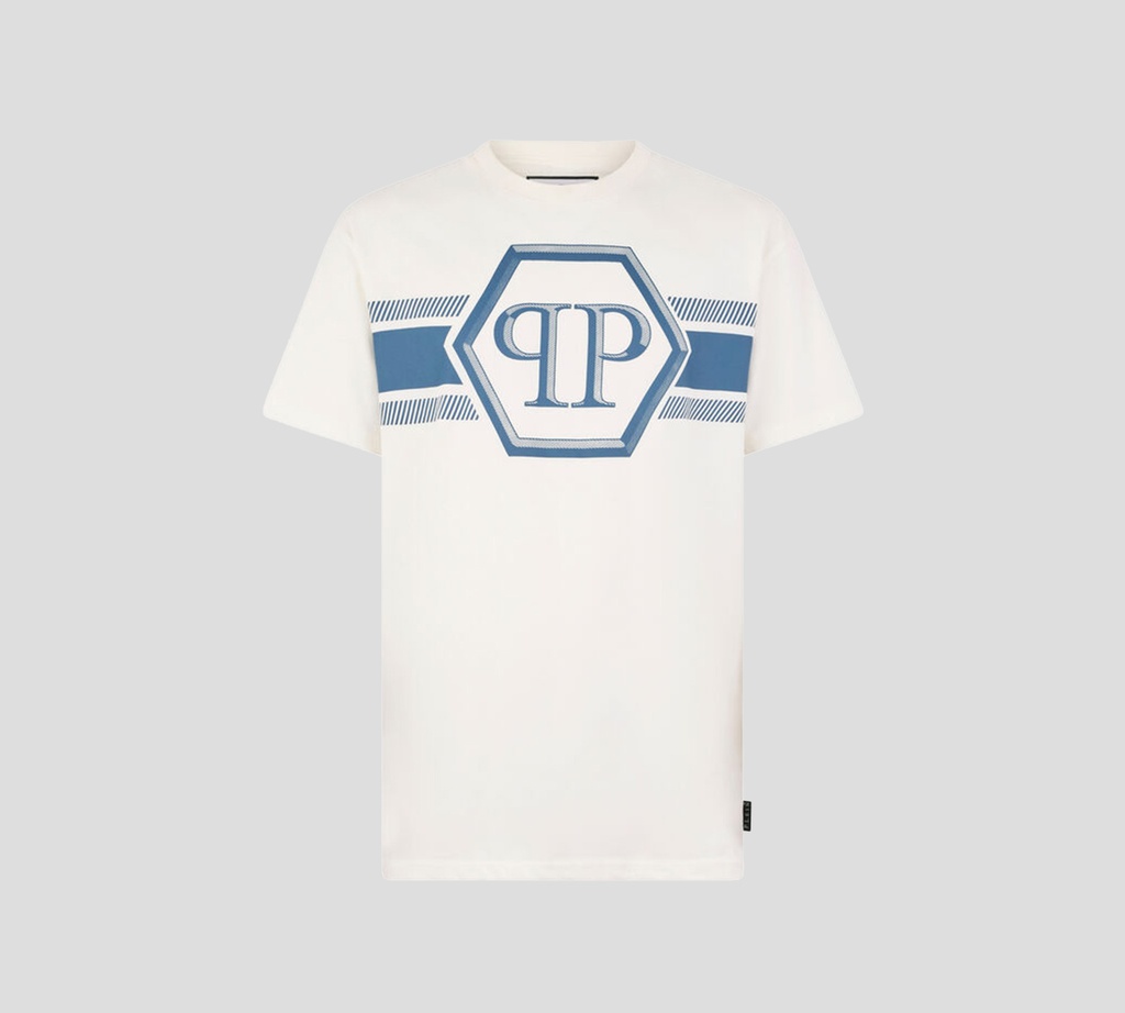 Philipp Plein - FRANELA BLANCA CON LOGO Y LINEAS EN NEGRO
