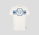 Philipp Plein - FRANELA BLANCA CON LOGO Y LINEAS EN NEGRO