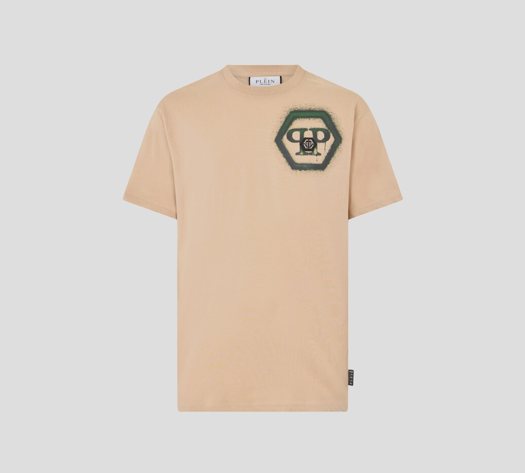 Philipp Plein - FRANELA BEIGE CON SPRAY DEL LOGO